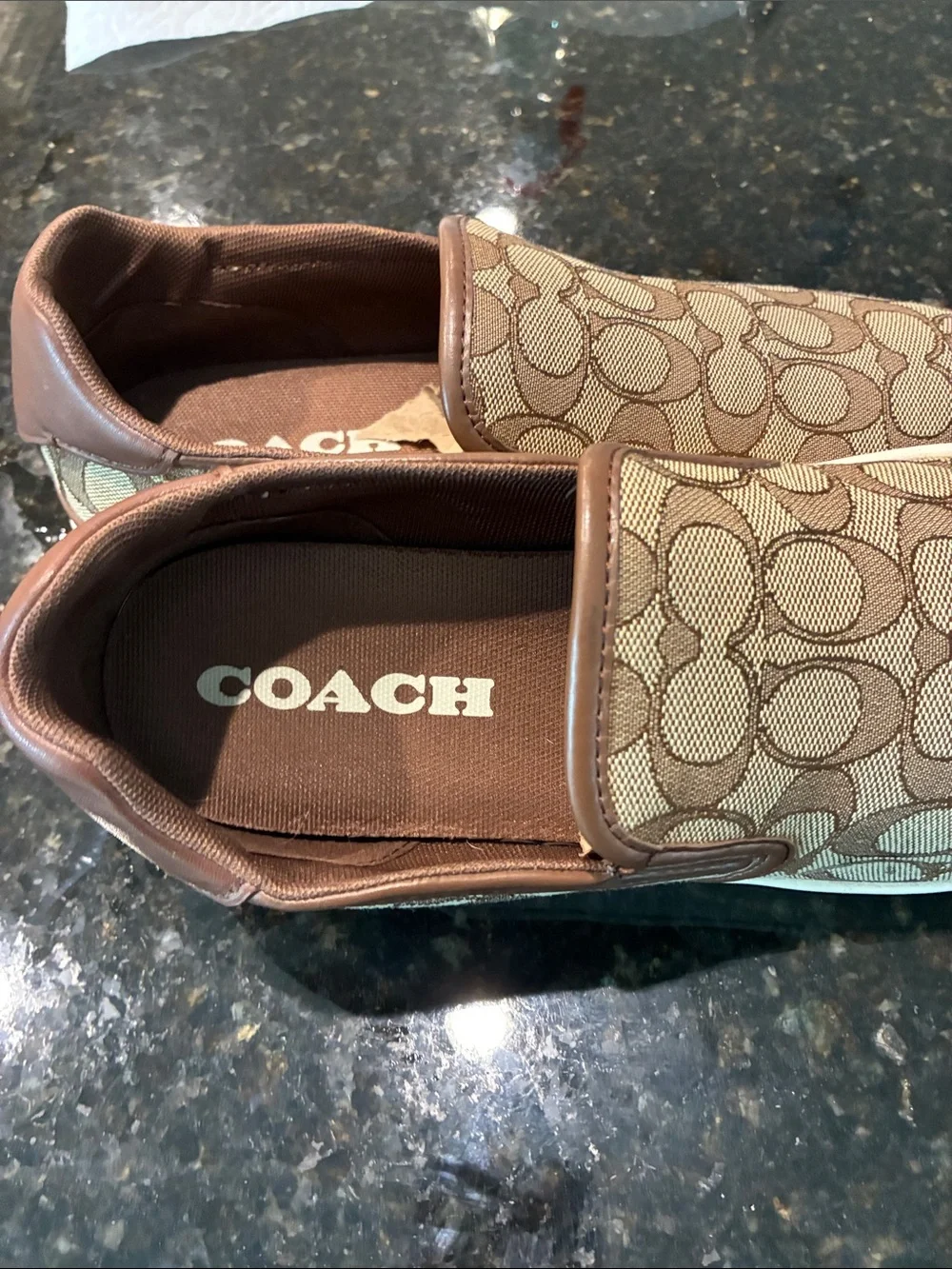 Coach Men’s Tan/Brown Signature Slip-On Sneakers